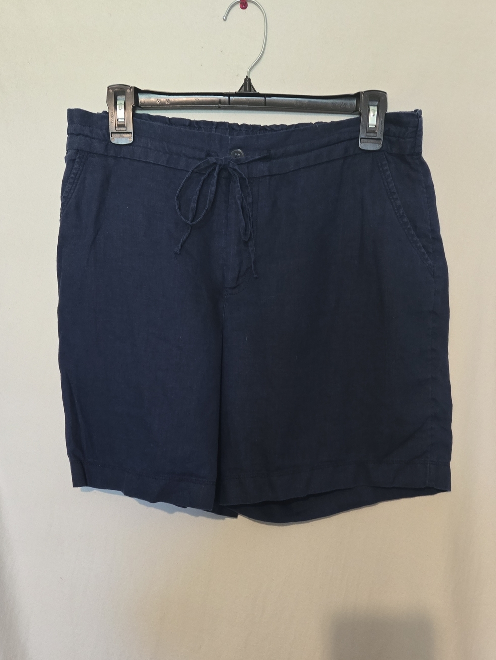 Drawstring linen elastic waistline shorts